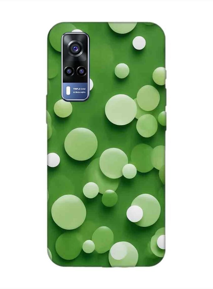Printed Back Cover for Vivo Y53S Close Up Green Background With White Polka Dots