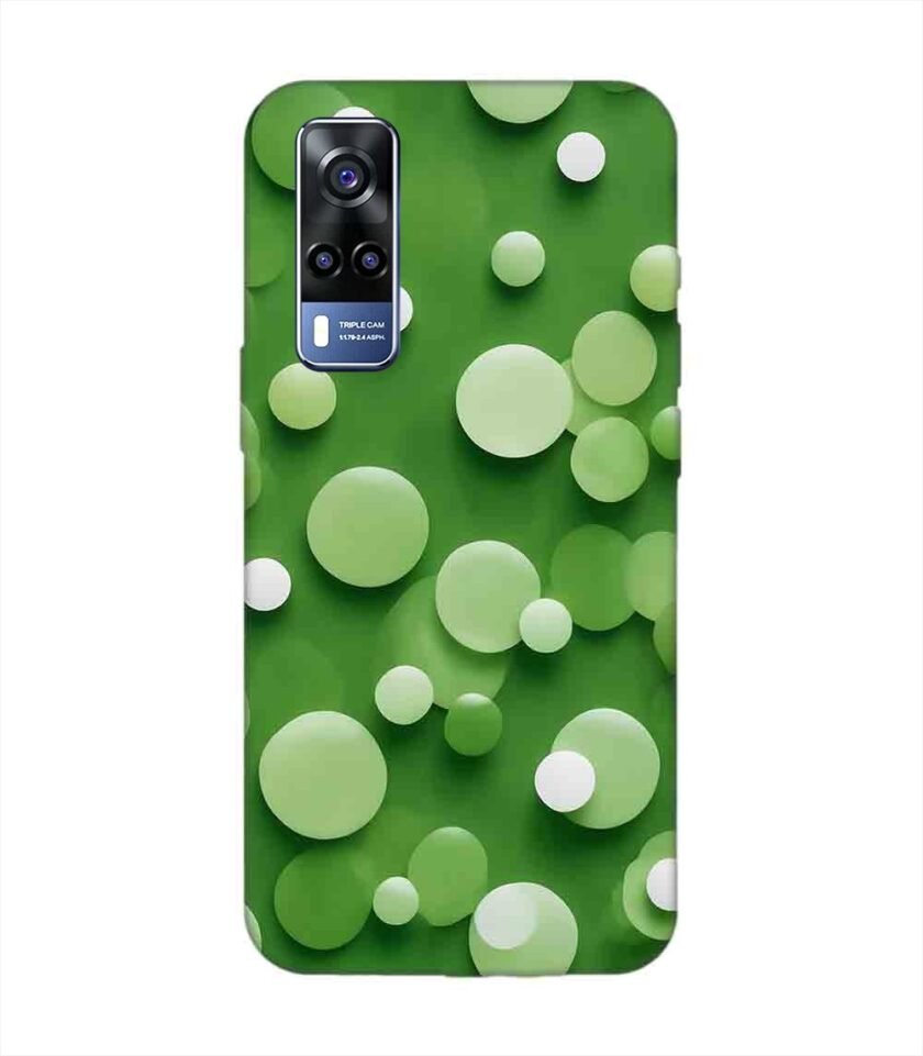 Printed Back Cover for Vivo Y53S Close Up Green Background With White Polka Dots