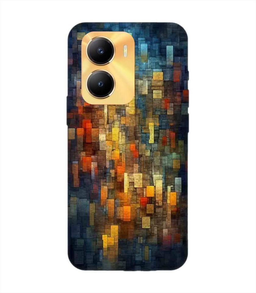 Printed Back Cover for Vivo Y56 (5G) Close Up Colorful Mosaic Squares Shapes