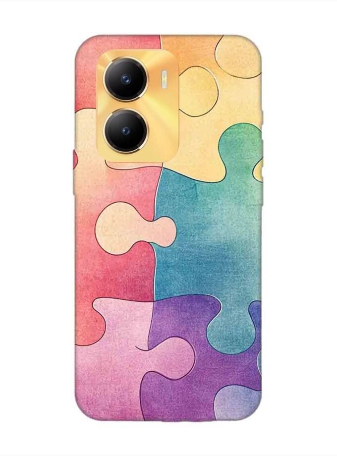 Printed Back Cover for Vivo Y56 (5G) Close Up Colorful Puzzle Piece