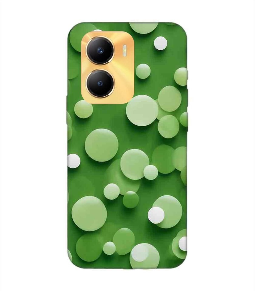 Printed Back Cover for Vivo Y56 (5G) Close Up Green Background With White Polka Dots