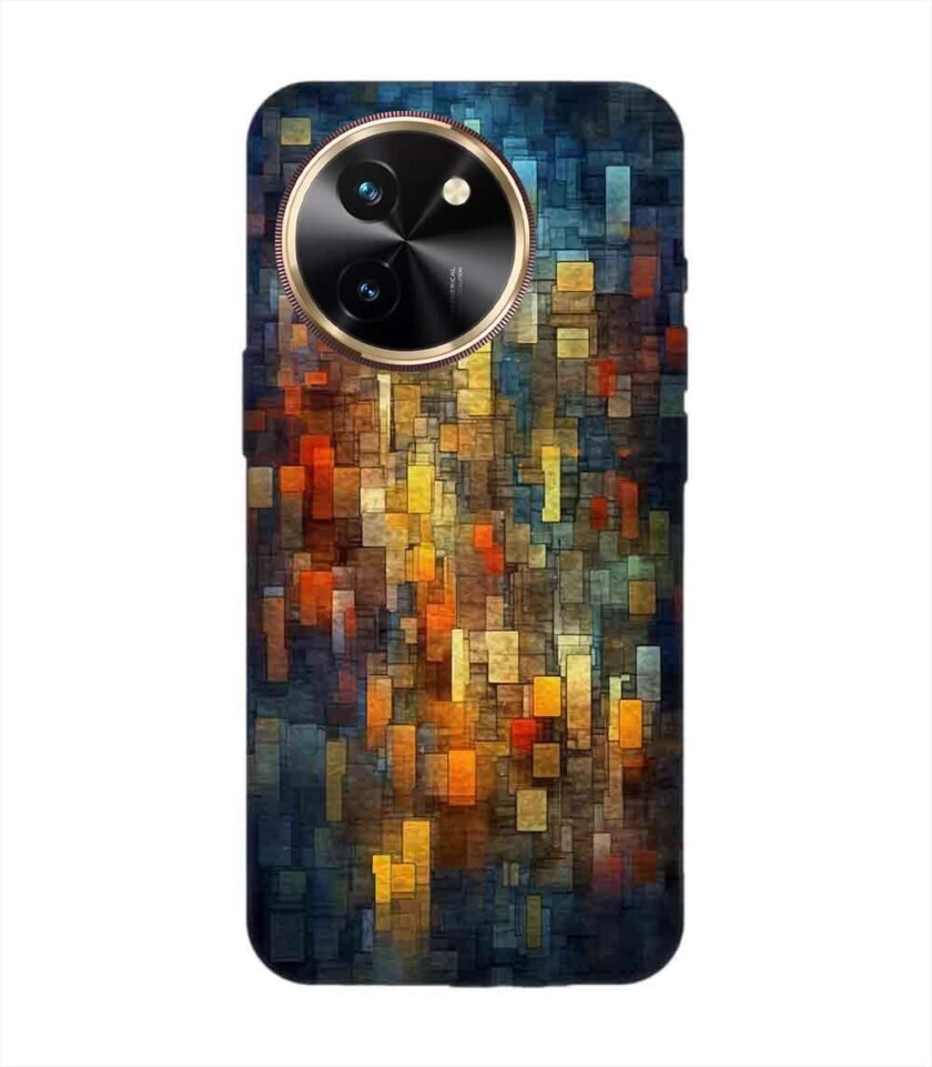 Printed Back Cover for Vivo Y58 (5G) Close Up Colorful Mosaic Squares Shapes