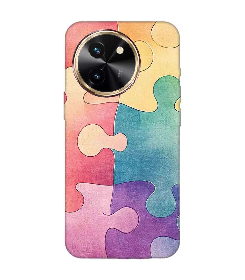 Printed Back Cover for Vivo Y58 (5G) Close Up Colorful Puzzle Piece