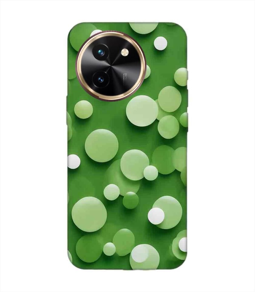 Printed Back Cover for Vivo Y58 (5G) Close Up Green Background With White Polka Dots
