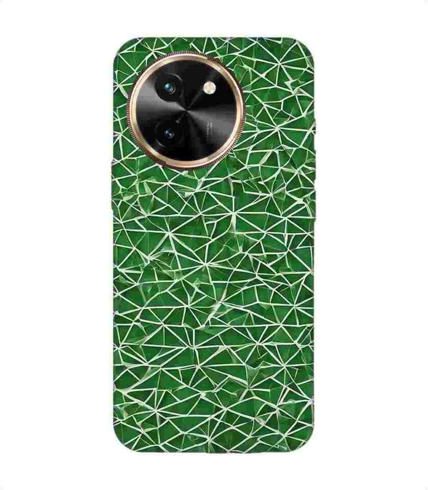 Printed Back Cover for Vivo Y58 (5G) Close Up Green White Geometric Pattern
