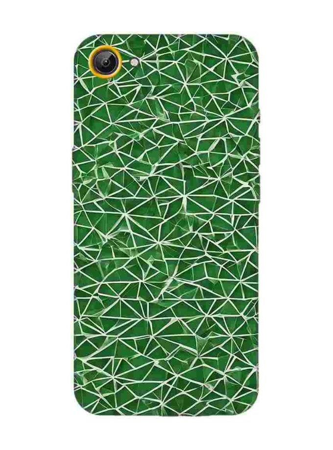 Printed Back Cover for Vivo Y65 Close Up Green White Geometric Pattern