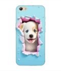 Printed Back Cover for Vivo Y69 Close Up Dog Looking Out Hole Wall