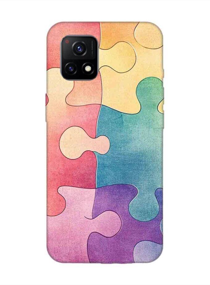 Printed Back Cover for Vivo Y72 (5G) Close Up Colorful Puzzle Piece