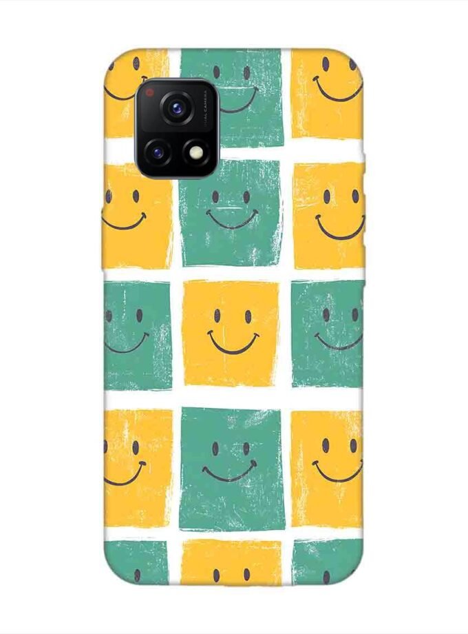 Printed Back Cover for Vivo Y72 (5G) Close Up Pattern Smiley Faces
