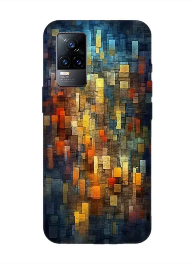 Printed Back Cover for Vivo Y73 Close Up Colorful Mosaic Squares Shapes