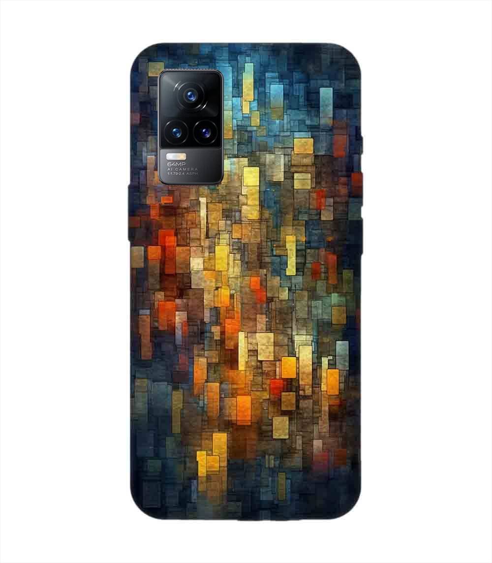 Printed Back Cover for Vivo Y73 Close Up Colorful Mosaic Squares Shapes