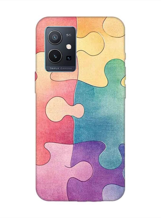 Printed Back Cover for Vivo Y75 (5G) Close Up Colorful Puzzle Piece