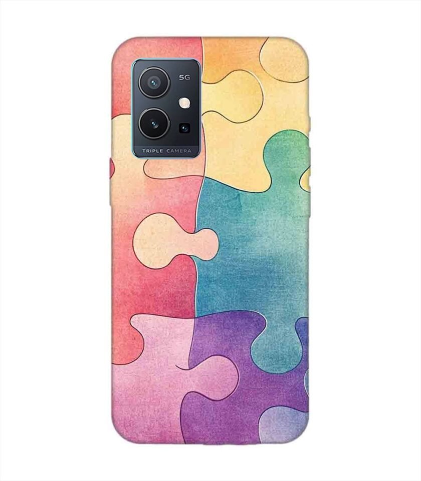 Printed Back Cover for Vivo Y75 (5G) Close Up Colorful Puzzle Piece