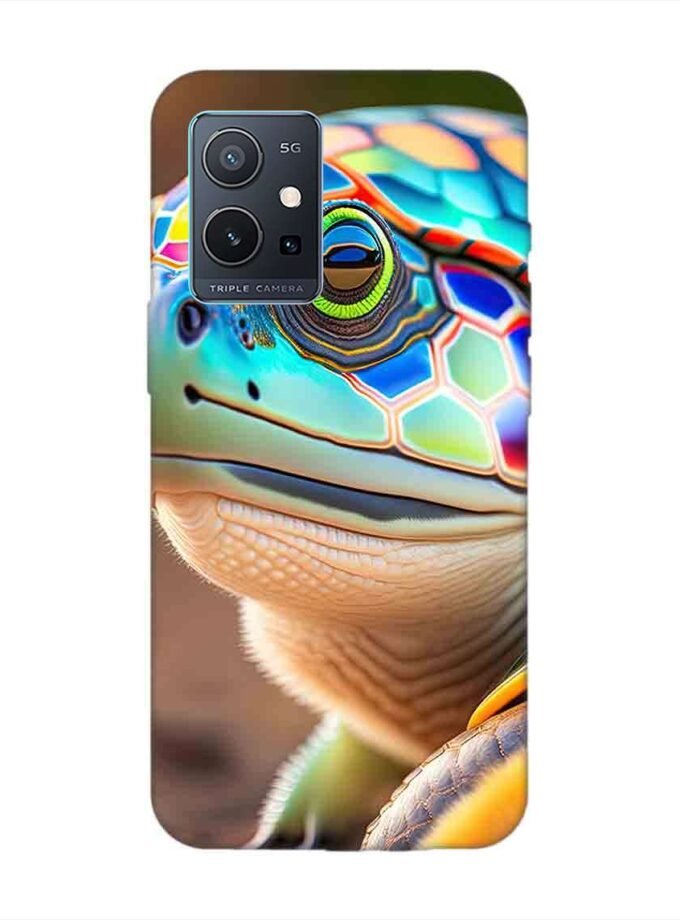 Printed Back Cover for Vivo Y75 (5G) Close Up Cute Turtle