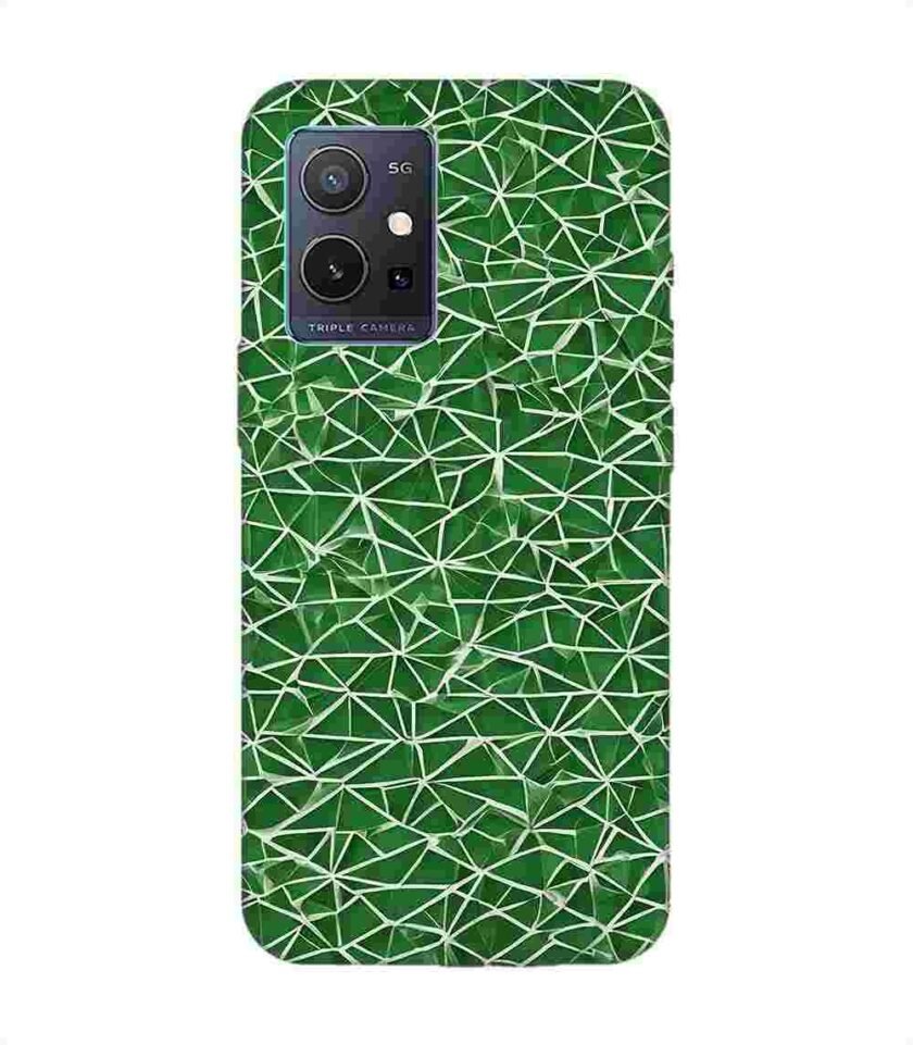 Printed Back Cover for Vivo Y75 (5G) Close Up Green White Geometric Pattern