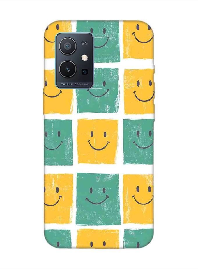Printed Back Cover for Vivo Y75 (5G) Close Up Pattern Smiley Faces