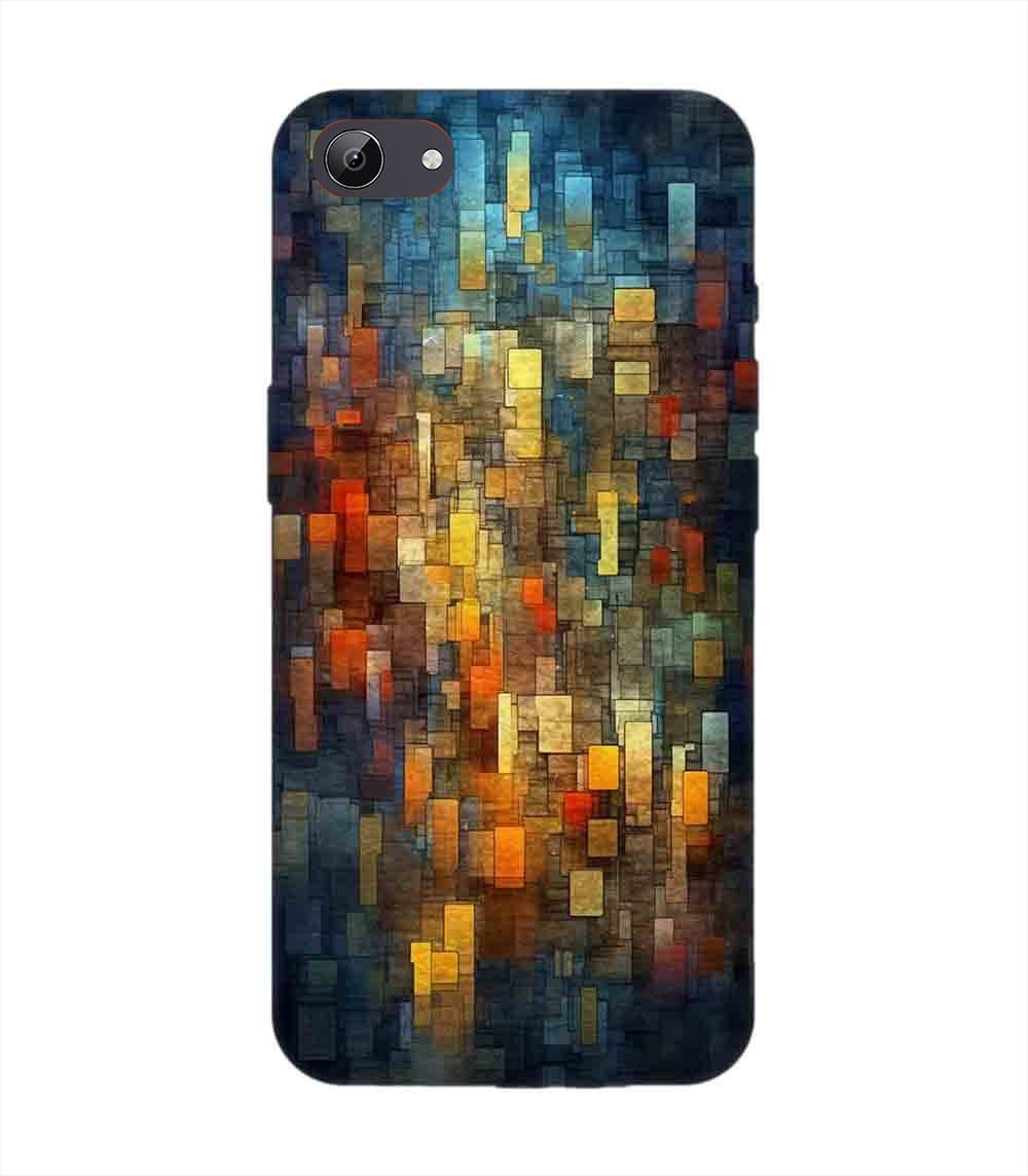 Printed Back Cover for Vivo Y81I Close Up Colorful Mosaic Squares Shapes