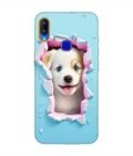 Printed Back Cover for Vivo Y85 Close Up Dog Looking Out Hole Wall