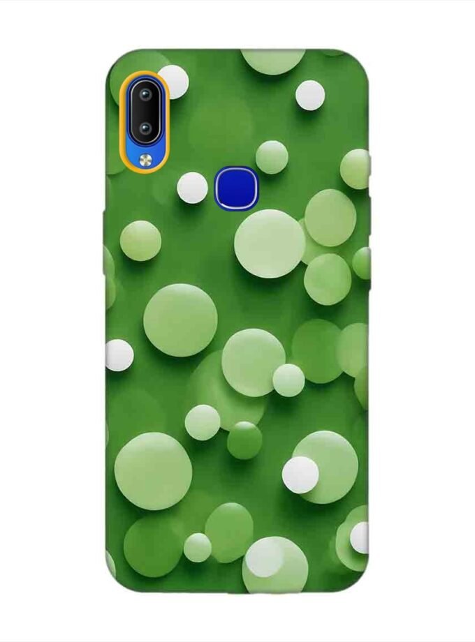 Printed Back Cover for Vivo Y89 Close Up Green Background With White Polka Dots