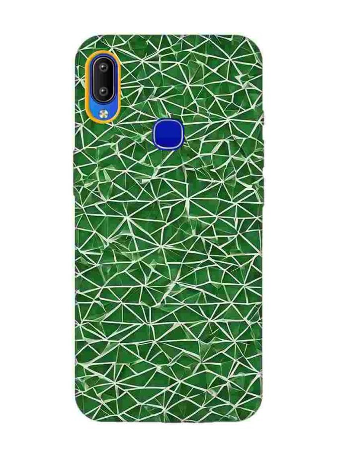 Printed Back Cover for Vivo Y89 Close Up Green White Geometric Pattern