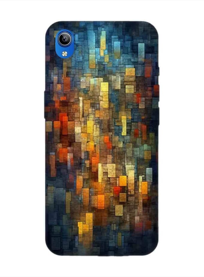 Printed Back Cover for Vivo Y90 Close Up Colorful Mosaic Squares Shapes