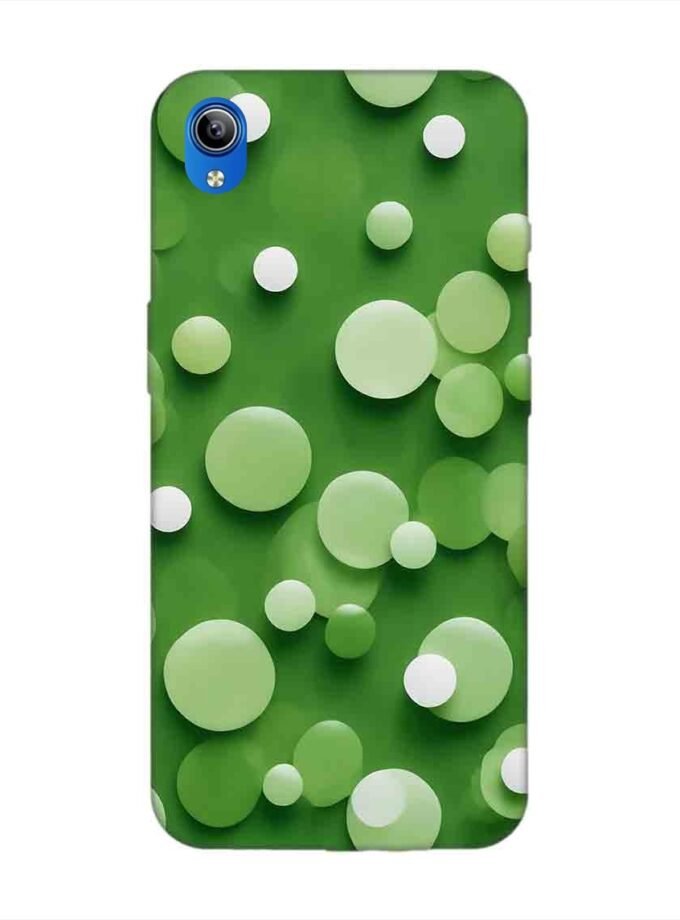Printed Back Cover for Vivo Y90 Close Up Green Background With White Polka Dots