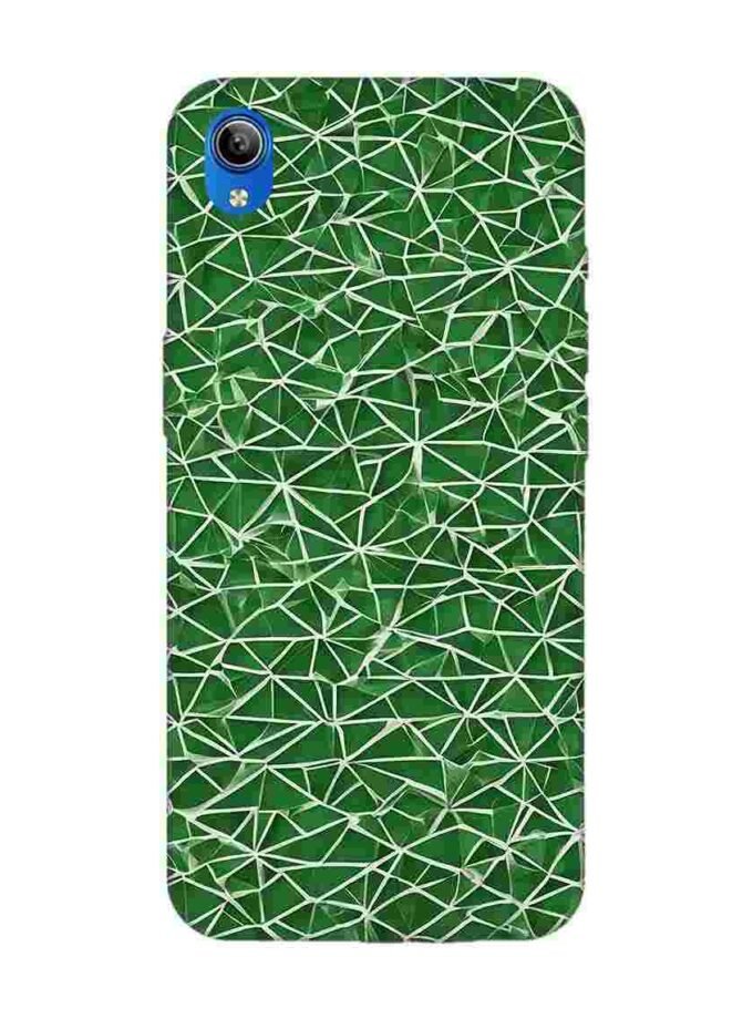Printed Back Cover for Vivo Y90 Close Up Green White Geometric Pattern