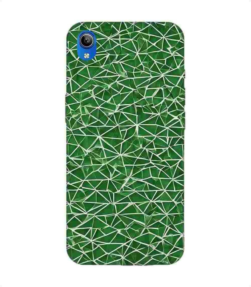Printed Back Cover for Vivo Y90 Close Up Green White Geometric Pattern