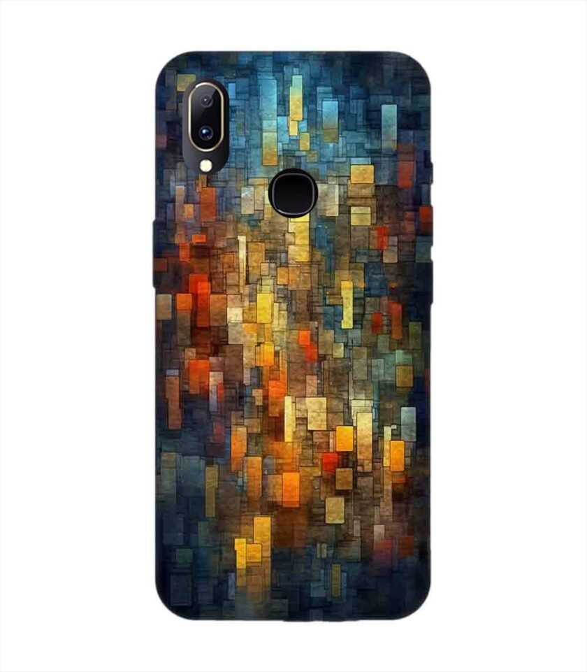 Printed Back Cover for Vivo Y91 Close Up Colorful Mosaic Squares Shapes