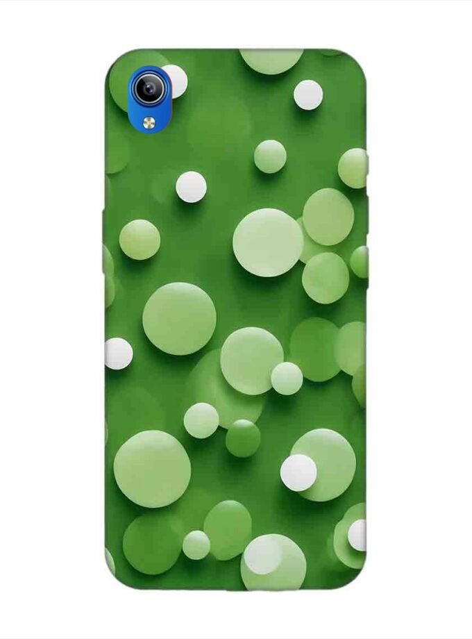 Printed Back Cover for Vivo Y91I Close Up Green Background With White Polka Dots