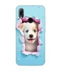 Printed Back Cover for Vivo Y95 Close Up Dog Looking Out Hole Wall