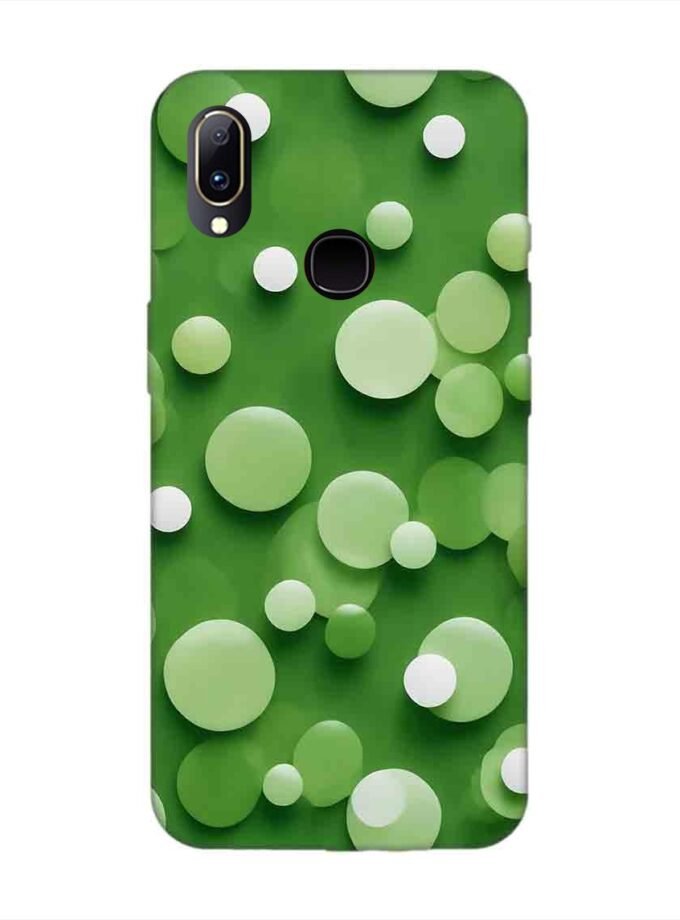 Printed Back Cover for Vivo Y95 Close Up Green Background With White Polka Dots