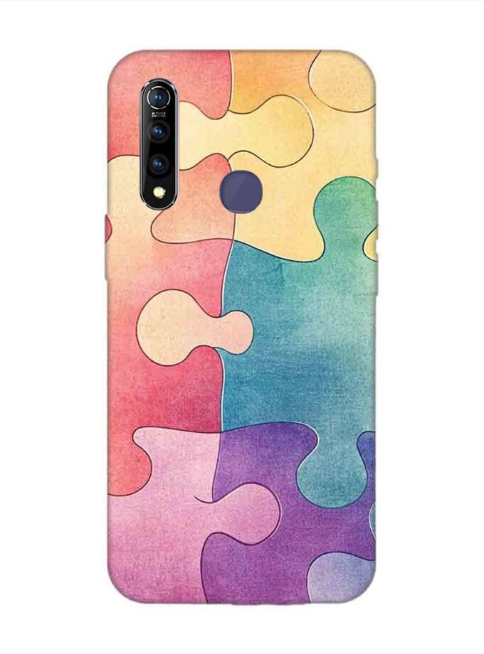 Printed Back Cover for Vivo Z1 Pro Close Up Colorful Puzzle Piece
