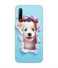 Printed Back Cover for Vivo Z1 Pro Close Up Dog Looking Out Hole Wall