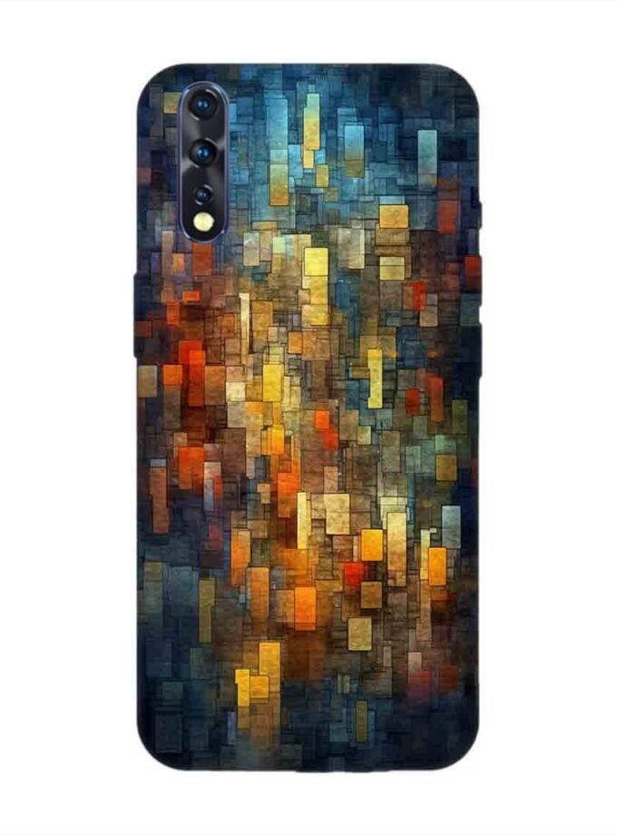 Printed Back Cover for Vivo Z1X Close Up Colorful Mosaic Squares Shapes