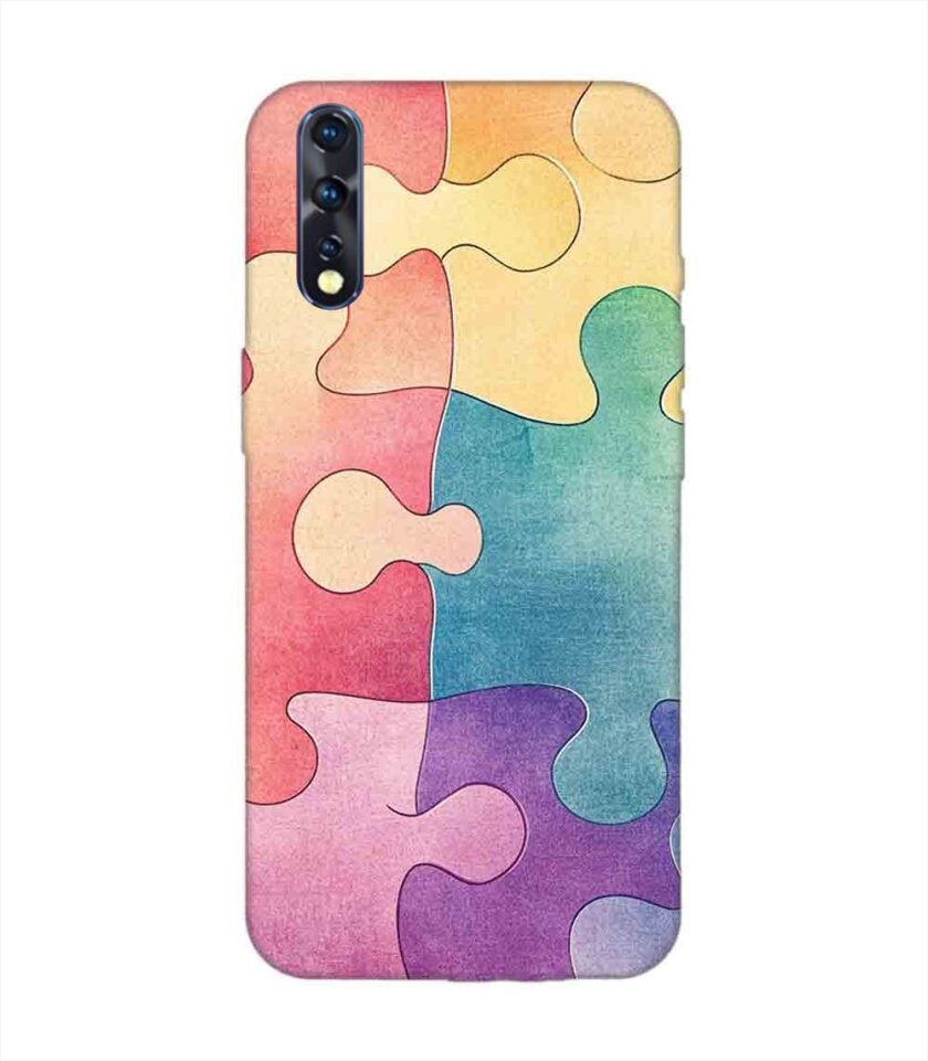 Printed Back Cover for Vivo Z1X Close Up Colorful Puzzle Piece