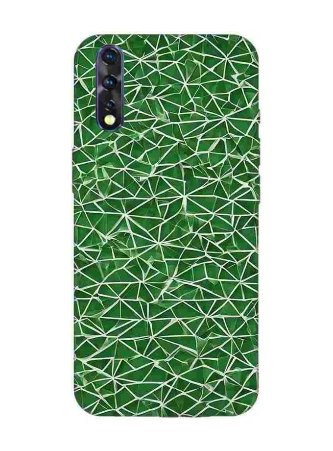 Printed Back Cover for Vivo Z1X Close Up Green White Geometric Pattern