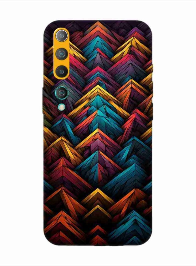 Custom Printed Case Cover for Xiaomi Mi 10 Close Up Colorful Pattern Triangles Black Background