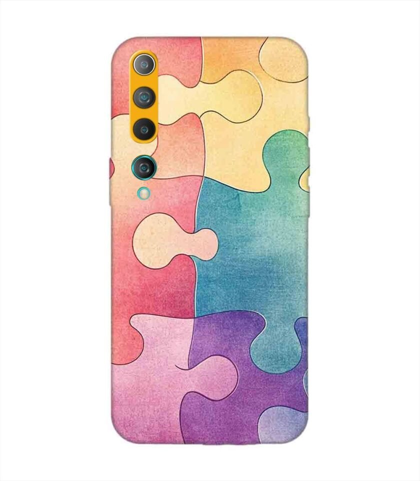 Custom Printed Case Cover for Xiaomi Mi 10 Close Up Colorful Puzzle Piece With One Missing