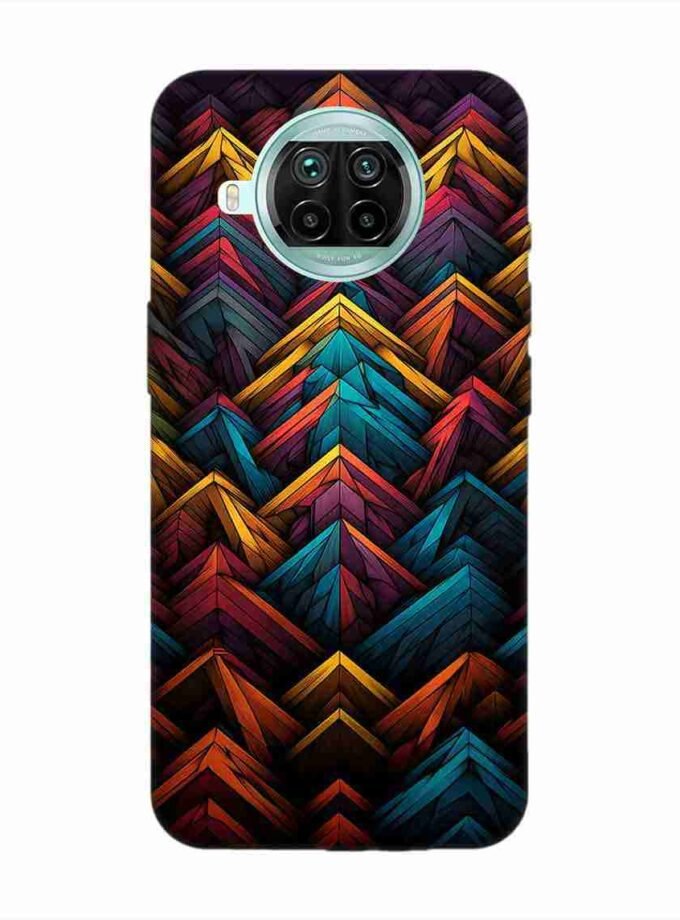 Custom Printed Case Cover for Xiaomi Mi 10I (5G) Close Up Colorful Pattern Triangles Black Background