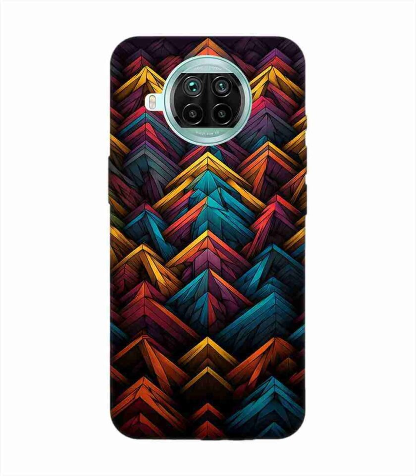 Custom Printed Case Cover for Xiaomi Mi 10I (5G) Close Up Colorful Pattern Triangles Black Background