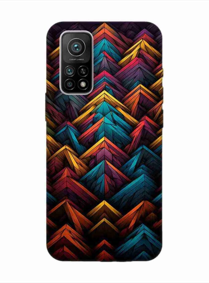 Custom Printed Case Cover for Xiaomi Mi 10T (5G) Close Up Colorful Pattern Triangles Black Background
