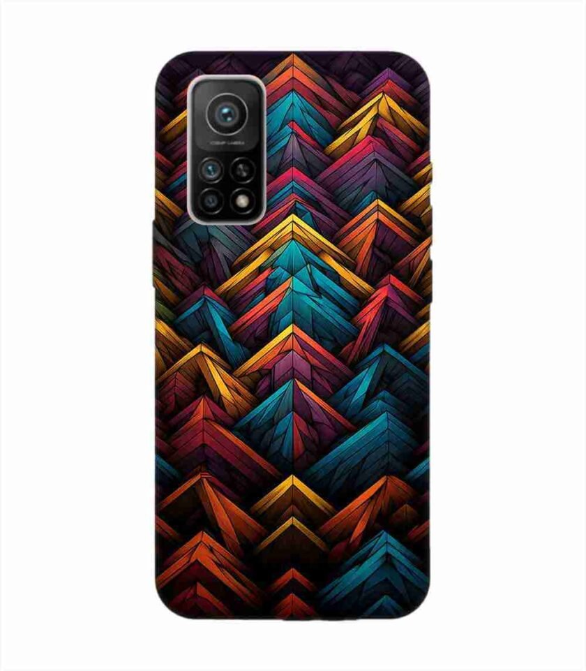 Custom Printed Case Cover for Xiaomi Mi 10T Pro (5G) Close Up Colorful Pattern Triangles Black Background