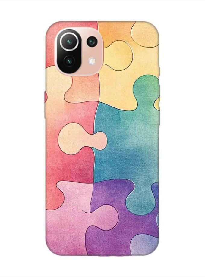 Custom Printed Case Cover for Xiaomi Mi 11 Lite Close Up Colorful Puzzle Piece With One Missing