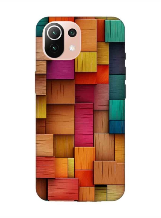 Custom Printed Case Cover for Xiaomi Mi 11 Lite Close Up Colorful Wooden Wall With Lot Different Colors