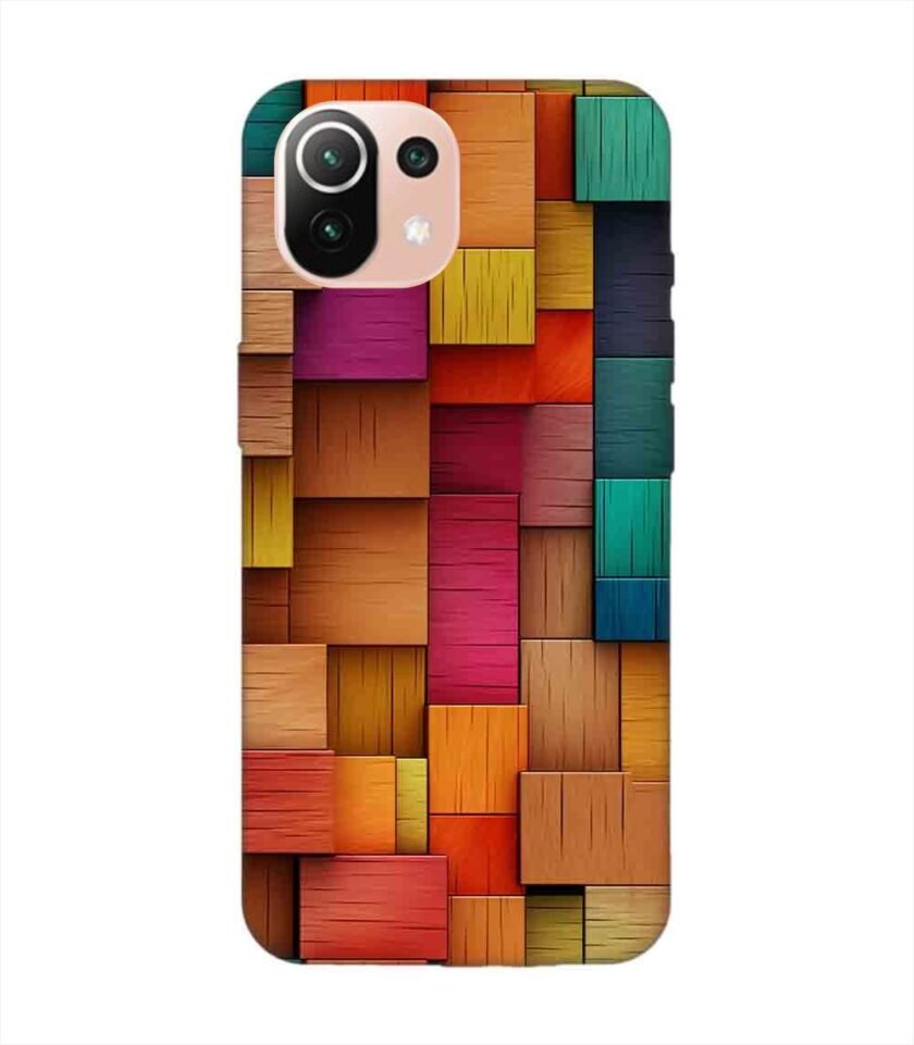 Custom Printed Case Cover for Xiaomi Mi 11 Lite Close Up Colorful Wooden Wall With Lot Different Colors