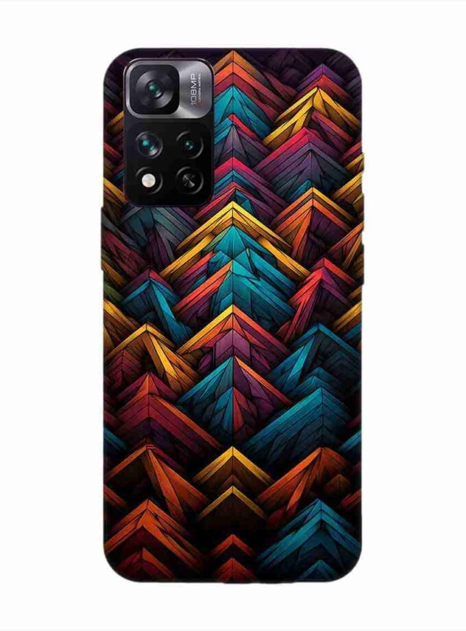 Custom Printed Case Cover for Xiaomi Mi 11I (5G) Close Up Colorful Pattern Triangles Black Background