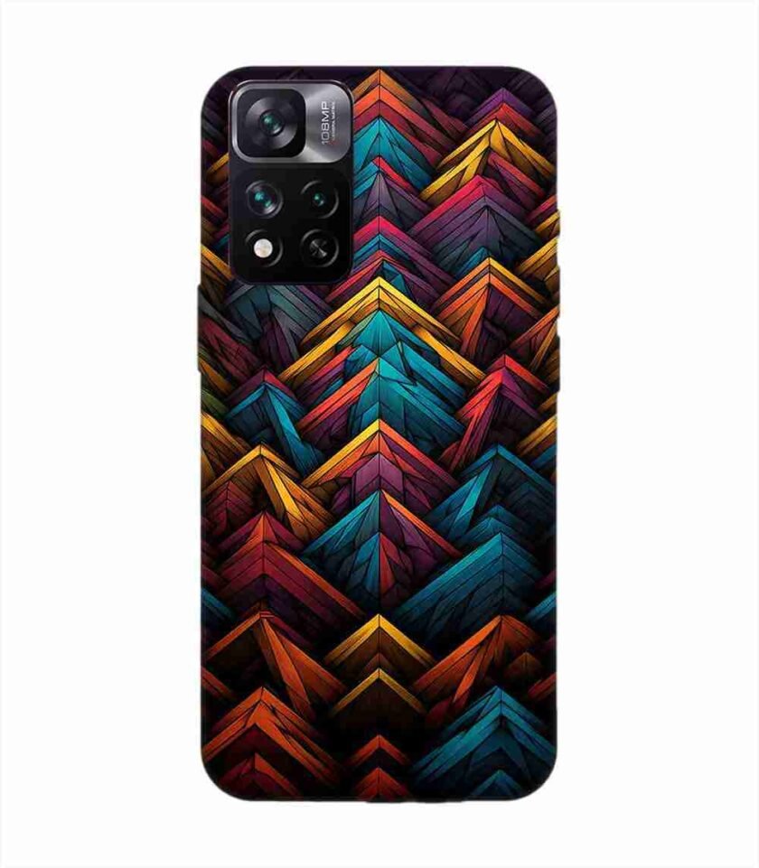 Custom Printed Case Cover for Xiaomi Mi 11I (5G) Close Up Colorful Pattern Triangles Black Background