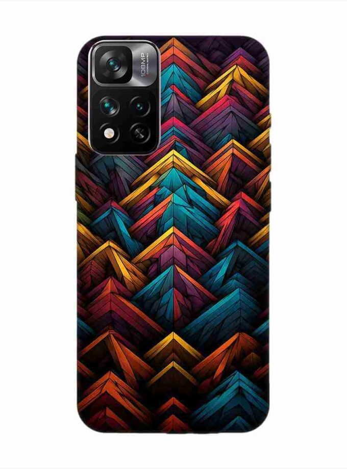 Custom Printed Case Cover for Xiaomi Mi 11I Hypercharge (5G) Close Up Colorful Pattern Triangles Black Background