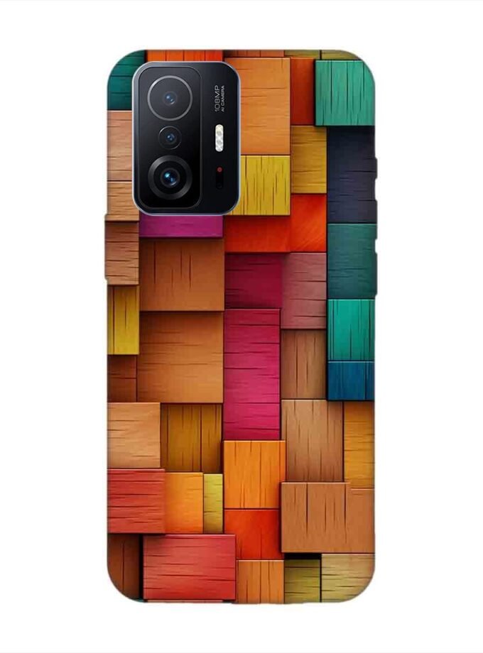 Custom Printed Case Cover for Xiaomi Mi 11T Pro (5G) Close Up Colorful Wooden Wall With Lot Different Colors